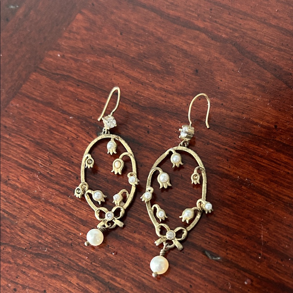 Elegant Gold and Pearl Drop Earrings- Juicy Couture